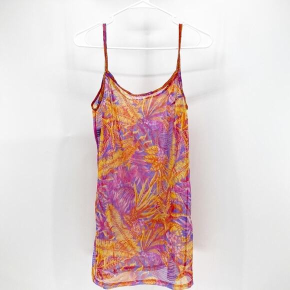 Vintage Solar sun through swimsuit cover up sheer orange pink Barbie 90s avant-g - Picture 3 of 5